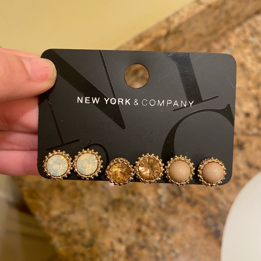 New York & Co Gem Stud Earrings (Pack of 3)